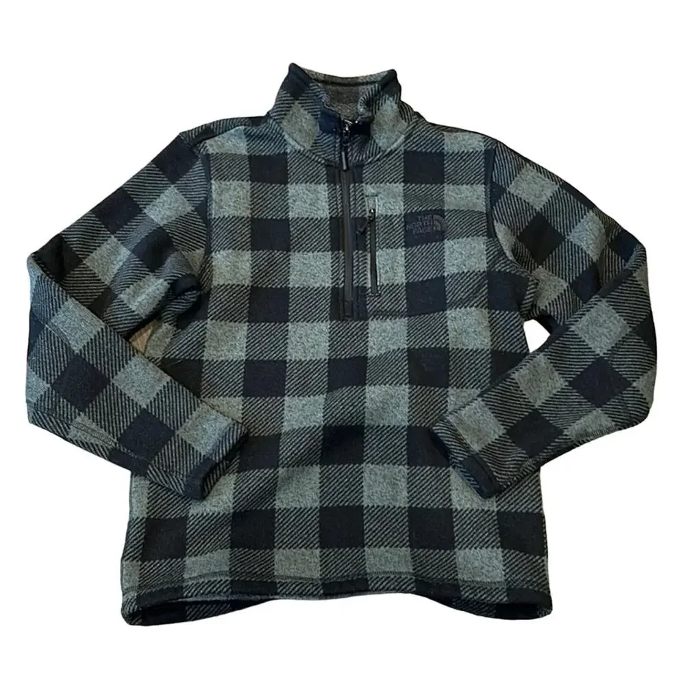 The North Face Green Black Plaid Pullover Fleece Men S